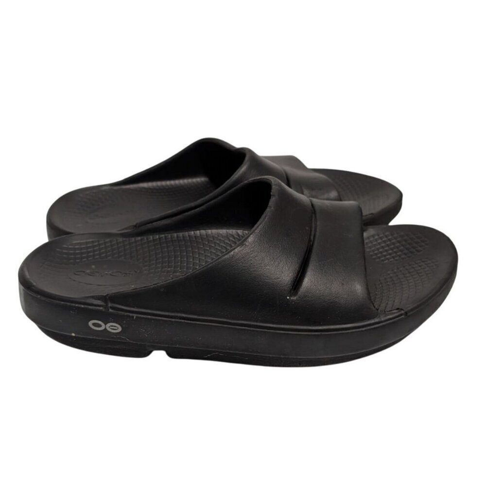 Oofos OOahh Slide Sandals Black Recovery Slip On Mens Size 7 Womens 9